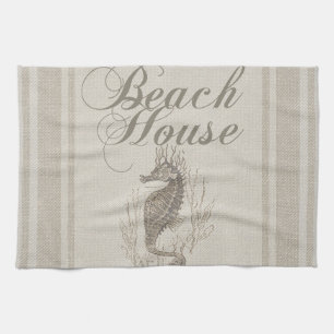 Beach House Seahorse Seashore Kitchen Towel