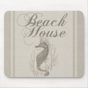 Beach House Seahorse Seashore Mouse Pad