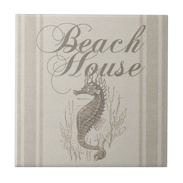 Beach House Seahorse Seashore Tile (Front)