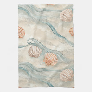 Beach House Seashell Pattern Kitchen Towel