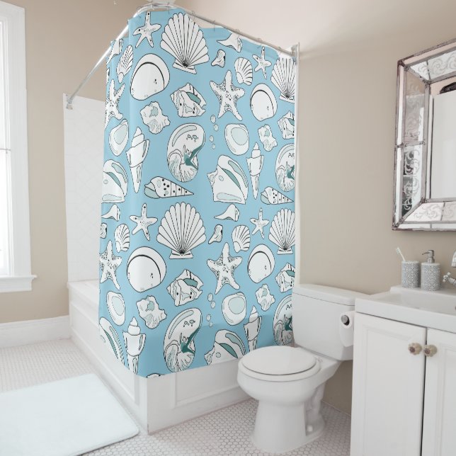 Beach House Shells rideau de douche (En situation)