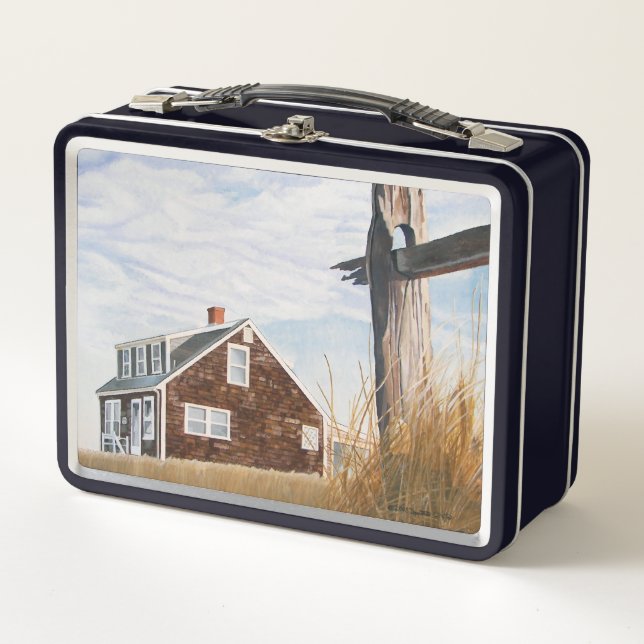 Beach House Sunrise Metal Lunch Box (Front)