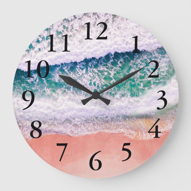 Beach House Tropical  Photo Personalized   Large Clock (Front)