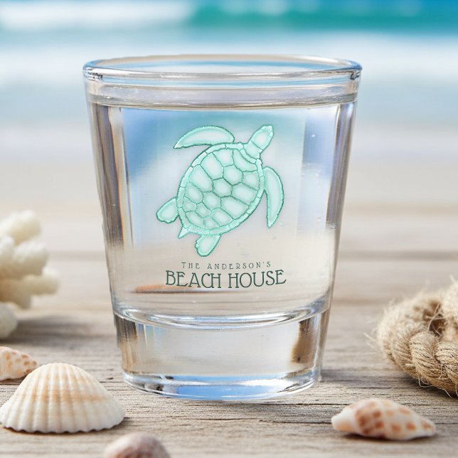 Beach House Turtle Aqua Blue ID623 Shot Glass (Creator Uploaded)