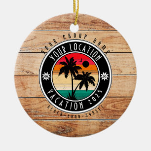 Beach house Vacation Custom Group Name Summer Ceramic Ornament