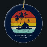 Beach House Vacation Family Reunion Nautical Ceramic Ornament<br><div class="desc">Customize these camping retro designs for your beach or lake house by adding your family name or custom text, and year. I hope it’s not just about the cool design that caught your eye but the fact you’ll never find it in a department store rather makes this unique for you...</div>