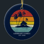 Beach House Vacation Family Reunion Nautical Ceramic Ornament<br><div class="desc">Customize these camping retro designs for your beach or lake house by adding your family name or custom text, and year. I hope it’s not just about the cool design that caught your eye but the fact you’ll never find it in a department store rather makes this unique for you...</div>