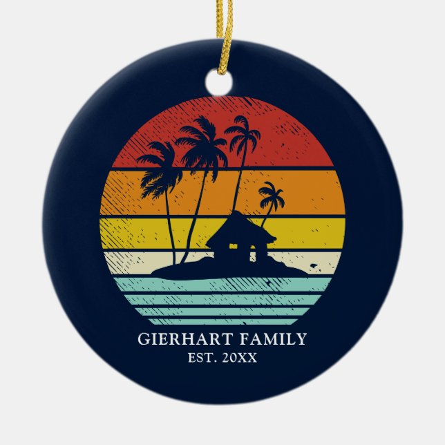 Beach House Vacation Family Reunion Nautical Ceramic Ornament (Front)