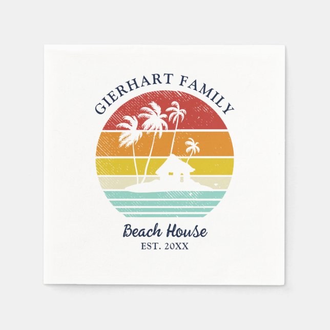Beach House Vacation Family Reunion Palm Trees Napkin (Front)
