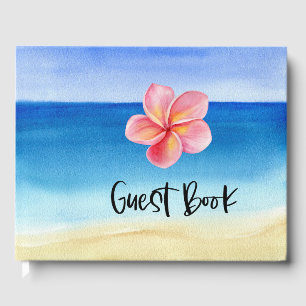 Beach House Vacation on ocean background Guest Book