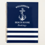 Beach House Vacation Rental Bookings Planner<br><div class="desc">Add the personal touch to your beach house with this stunning navy and white stripe design featuring a seahorse. Keep your guest information organized ideal for vacation rental beach house or beach cottage. The custom template means that you can add your Beach House name the extra wow factor. Matching home...</div>