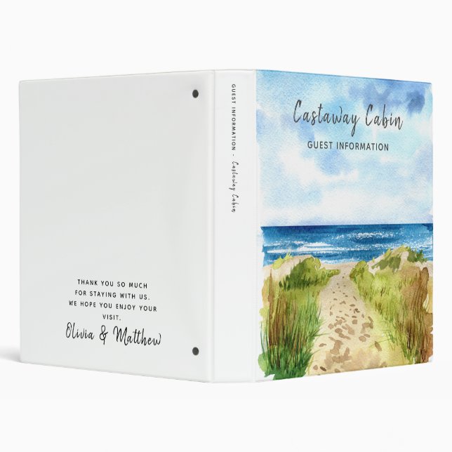 Beach House Vacation Rental Guest Information 3 Ri Binder (Background)