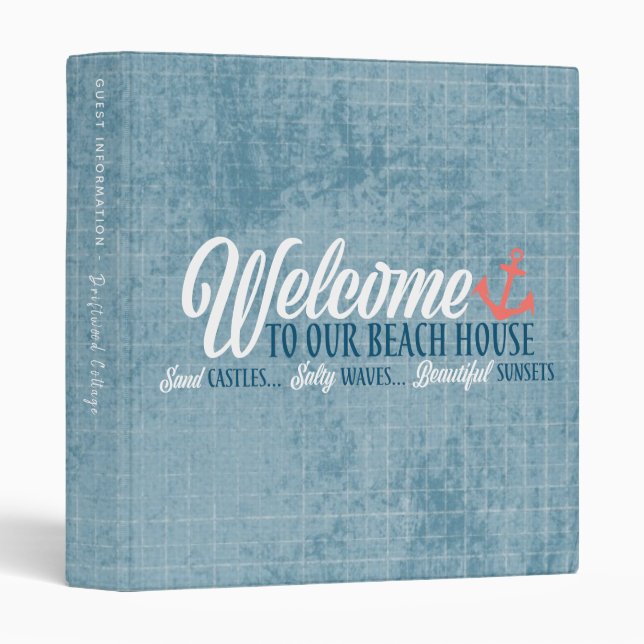 Beach House Vacation Rental Guest Information Binder (Front/Spine)