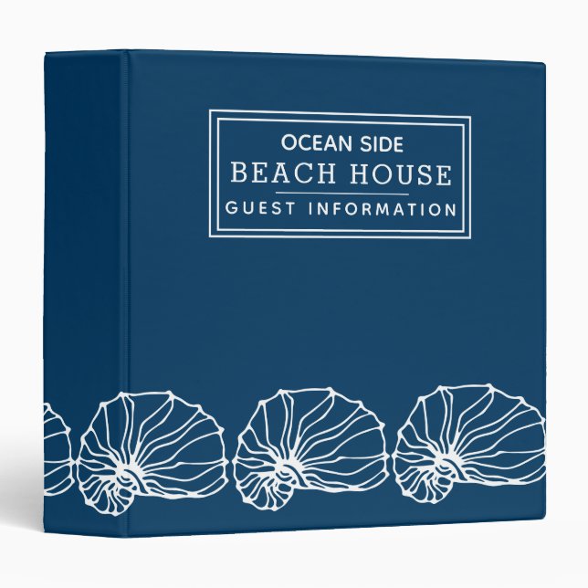 Beach House Vacation Rental Guest Information Blue Binder (Front/Spine)