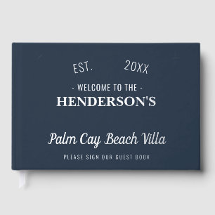 Beach House Vacation Rental Nautical Custom Silver Guest Book