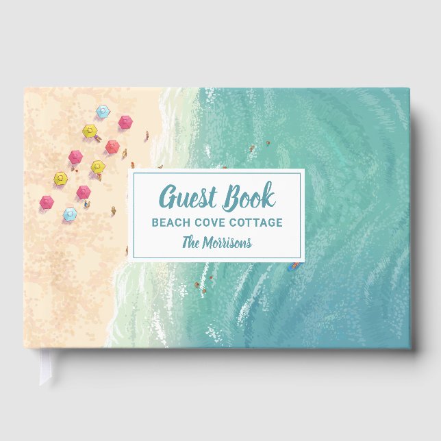 Beach House Vacation Rental Ocean Sea Home Custom Guest Book (Front)