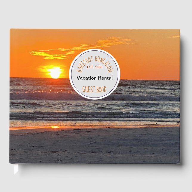 Beach House Vacation Rental Sunset Photo Guest Book (Front)