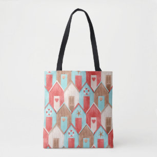 Beach house watercolor: retro pattern. tote bag
