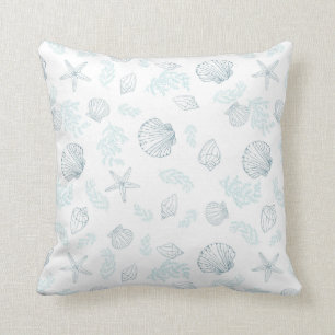 Beach House Watercolor seashell Decorative Throw Pillow
