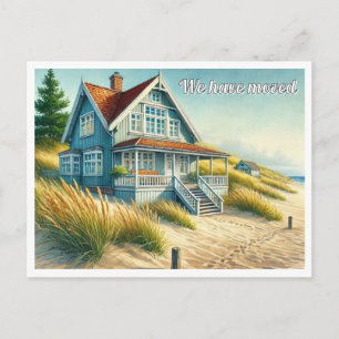 Beach House We Have Moved  Announcement Postcard