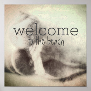 beach house welcome wall art sea shells distressed