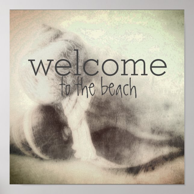 beach house welcome wall art sea shells distressed (Front)