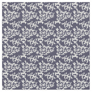 Beach House White Coral on Blue Weathered Look Fabric