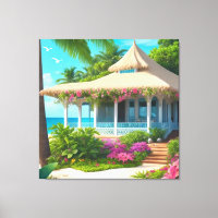 Beach House with Ocean View Canvas Print