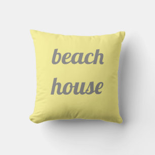 Beach House Yellow Grey Grey Stylish Classy Cute Outdoor Pillow