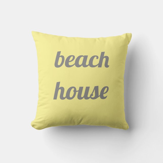 Beach House Yellow Grey Grey Stylish Classy Cute Outdoor Pillow (Front)