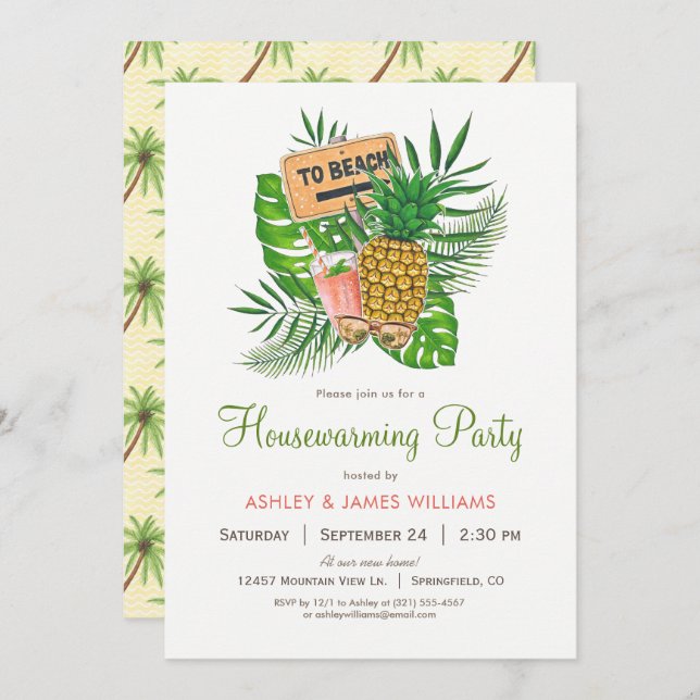 Beach Housewarming Party Invitation (Front/Back)
