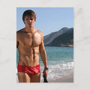 Beach Hunk Postcard