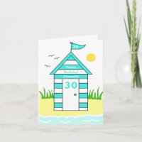 Beach Hut 30th Card