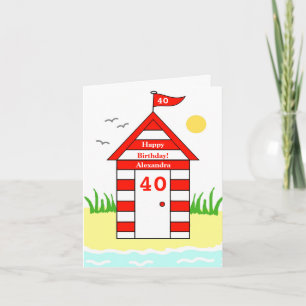 Beach Hut 40th Card