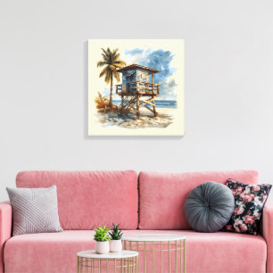 Beach Hut - Beach Hut Illustration Canvas Print