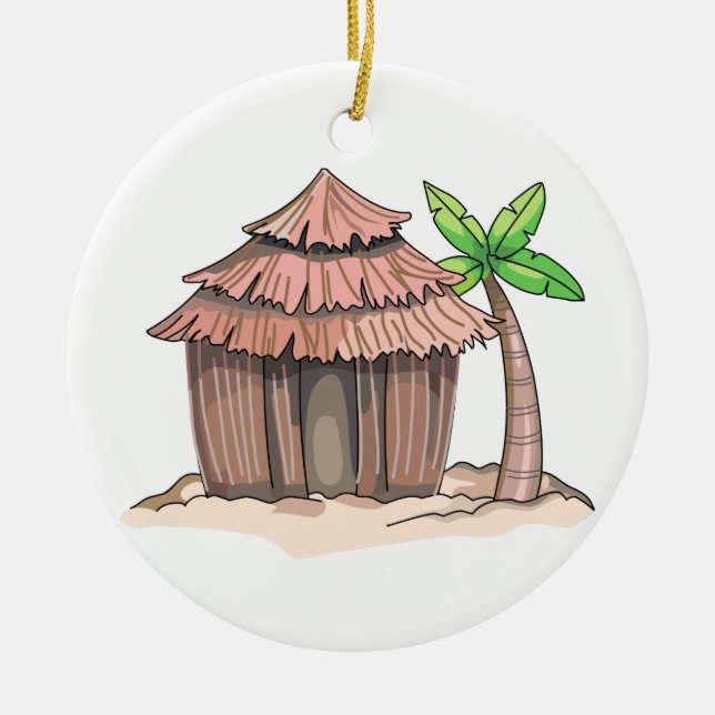 Beach Hut Ceramic Ornament (Front)