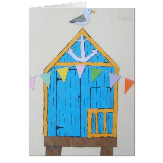 beach hut greetings card