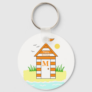 Beach Hut Orange Key Ring