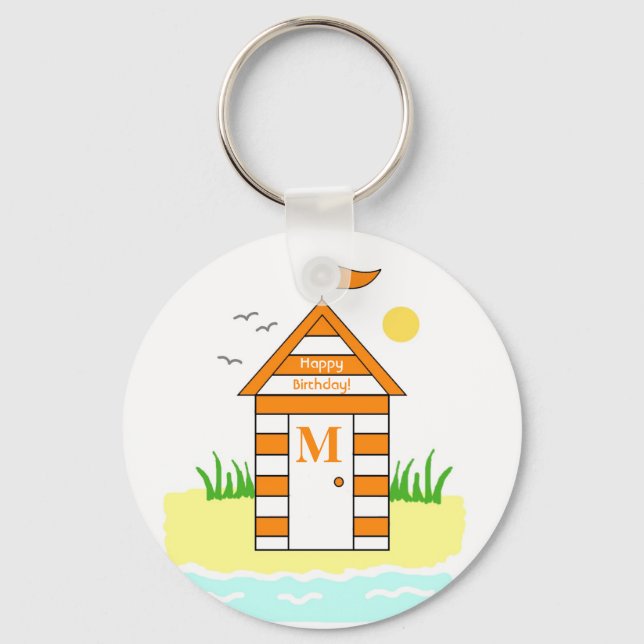 Beach Hut Orange Key Ring (Front)
