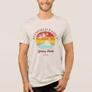 Beach Hut Palm Trees Matching Family Spring Break Tri-Blend Shirt