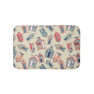 Beach Hut Pattern Bath Mat