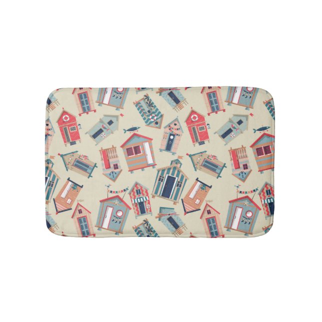 Beach Hut Pattern Bath Mat (Front)