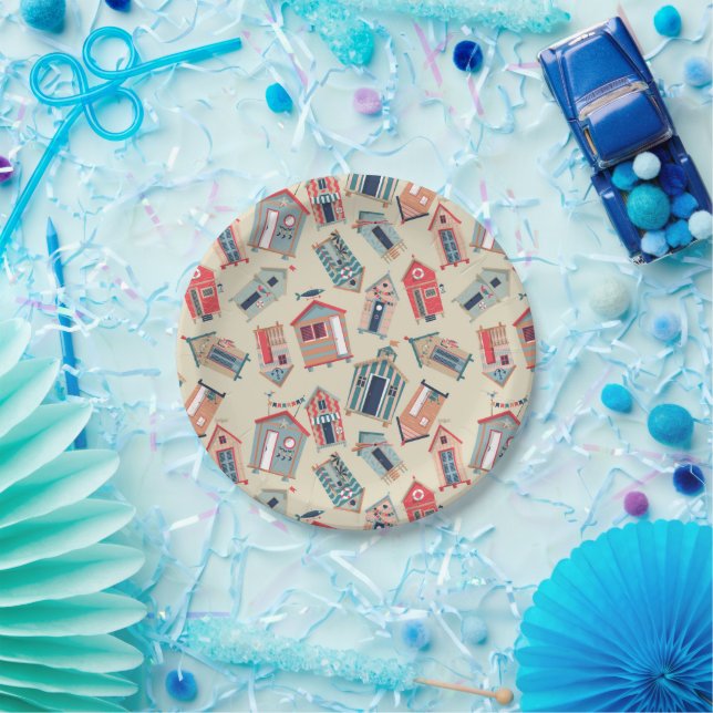 Beach Hut Pattern Paper Plate (Party)