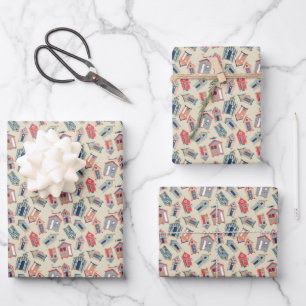Beach Hut Pattern Wrapping Paper Sheet