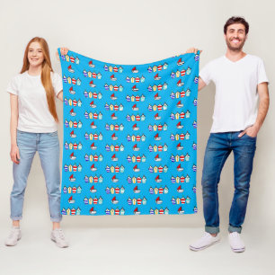 beach hut & sea boat fleece blanket