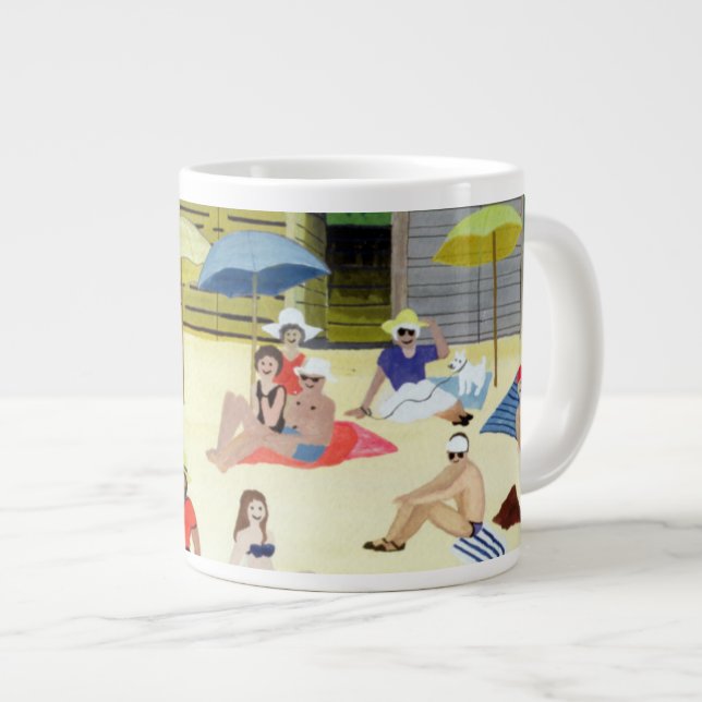 Beach Huts 1991 Large Coffee Mug (Front Right)