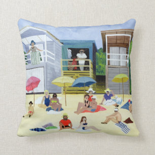 Beach Huts 1991 Throw Pillow