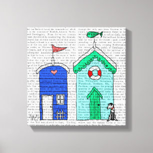 Beach Huts 2 Illustration Canvas Print