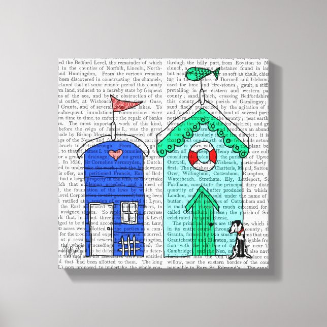 Beach Huts 2 Illustration Canvas Print (Front)