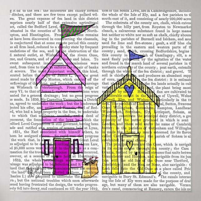 Beach Huts 3 Illustration Poster (Front)